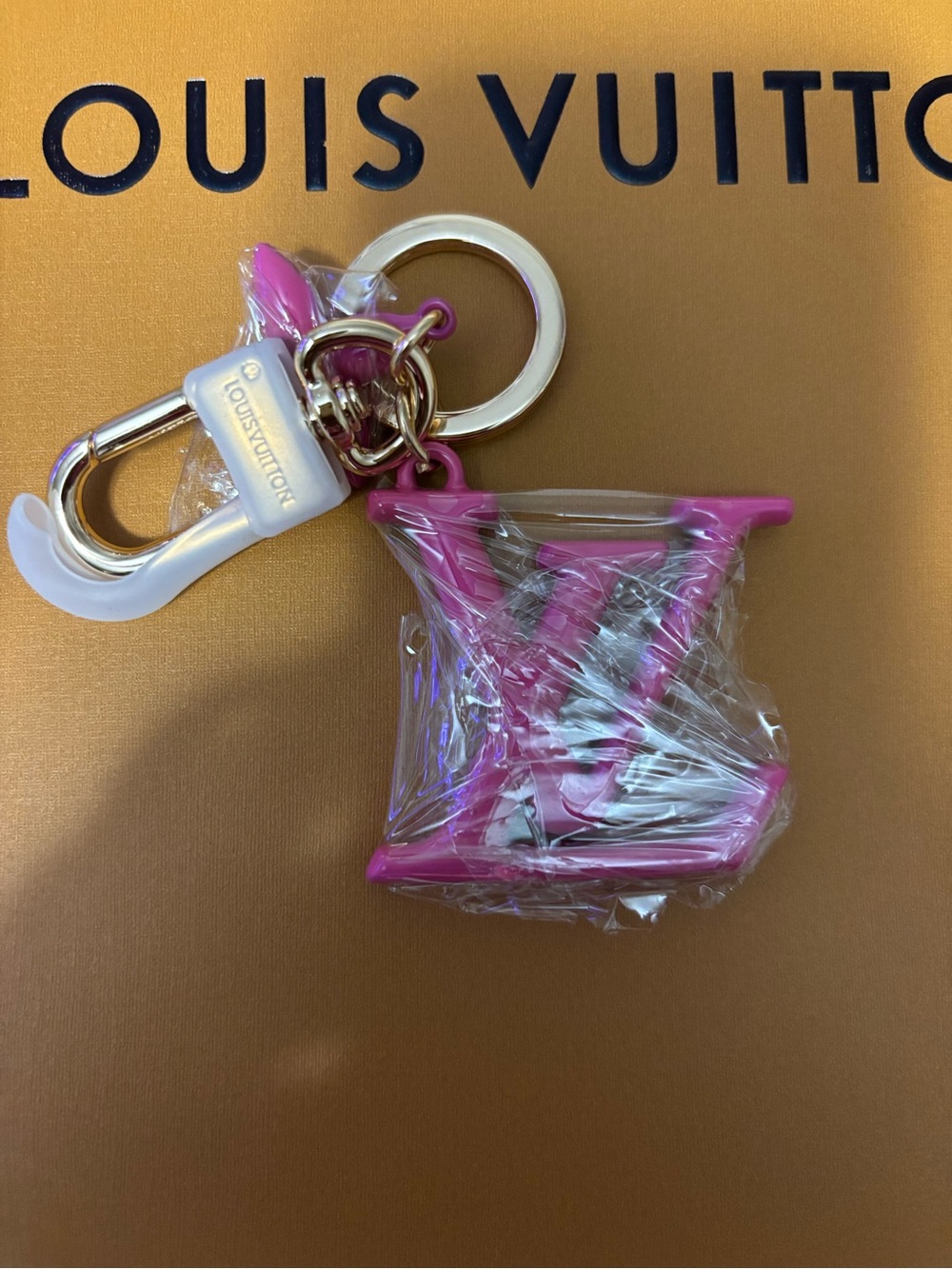 LV Pink and Gold Monogram Charm Key Holder